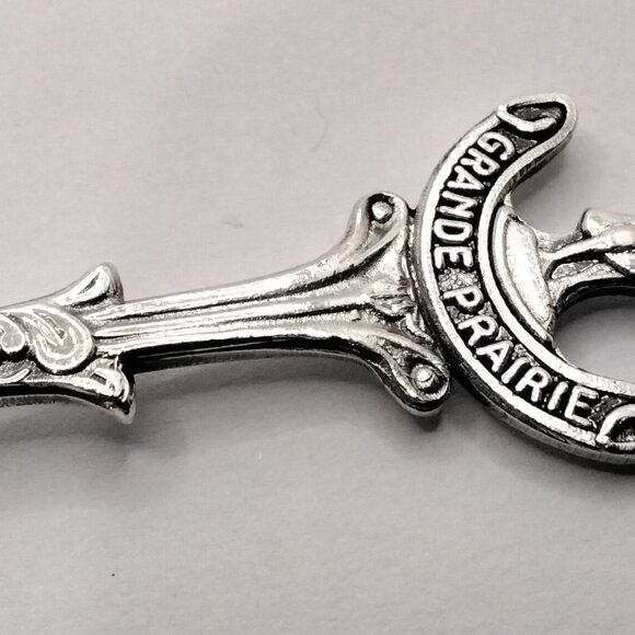 Grande Prairie Alberta Spoon with Trumpeter Swan Embossed Finial Canada Souvenir - Picture 3 of 6